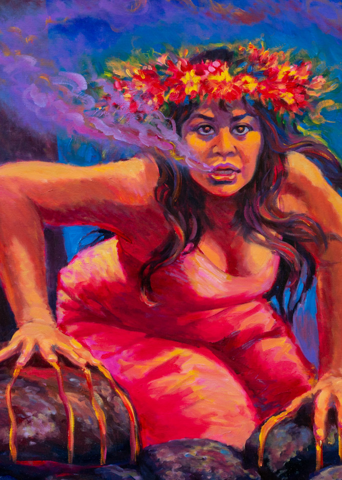 Isa Maria paintings, prints - Hawaii, goddesses, portraits - Pele Rises Again