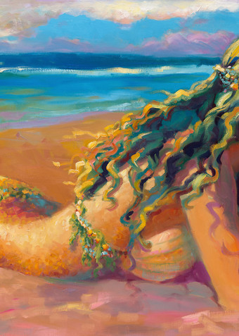Isa Maria paintings, prints - Hawaii mermaid portraits - Quiet Time