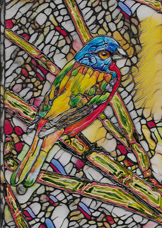 Painted Bunting And Bamboo Art | Channe Felton Fine Art