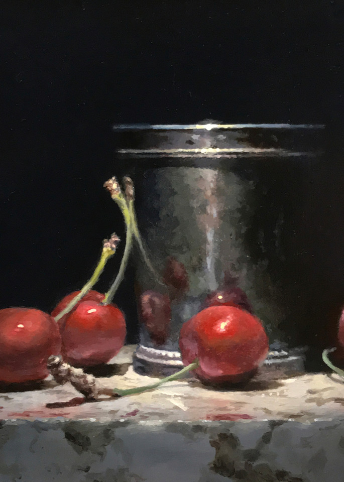 Red Cherries, Silver Cup Art | Jeff Hayes Fine Arts