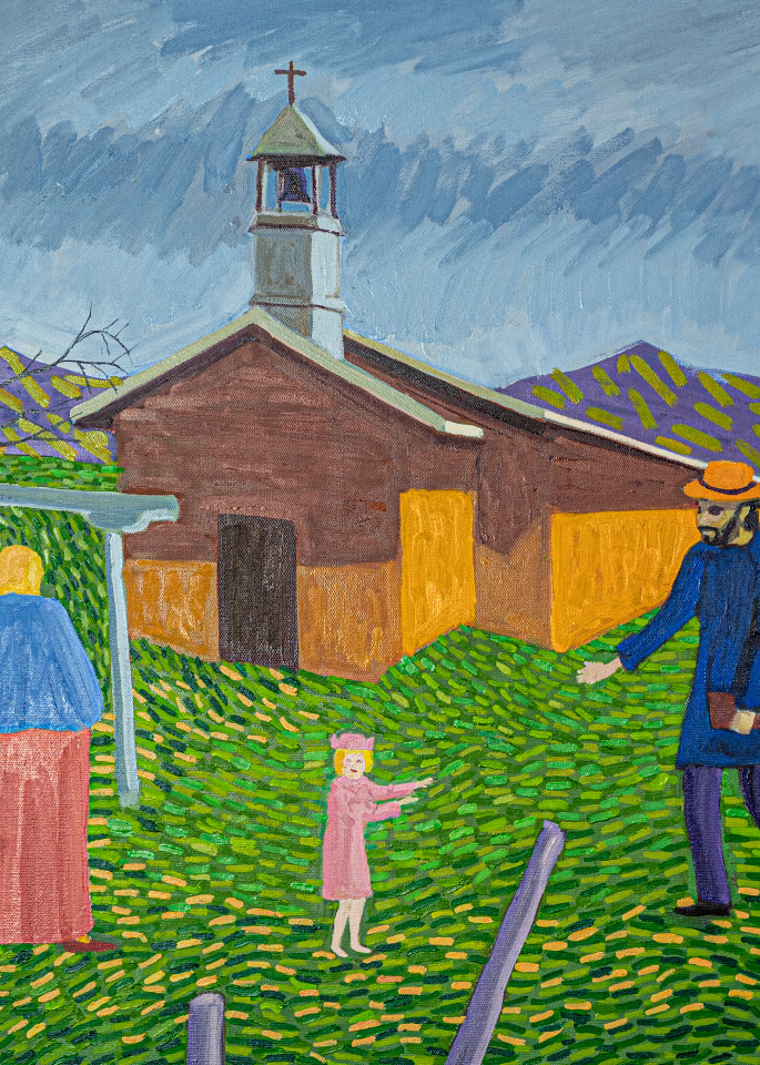 Family In Front Of Church Art | Studio Z of Taos