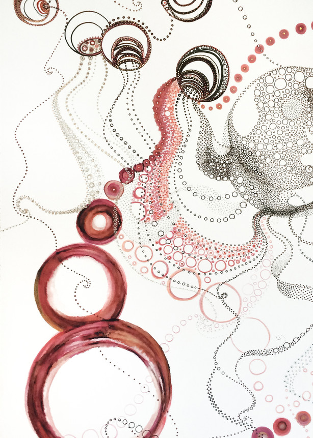 Maria's Circles 1   Reds Art | Artist Rachel Goldsmith, LLC