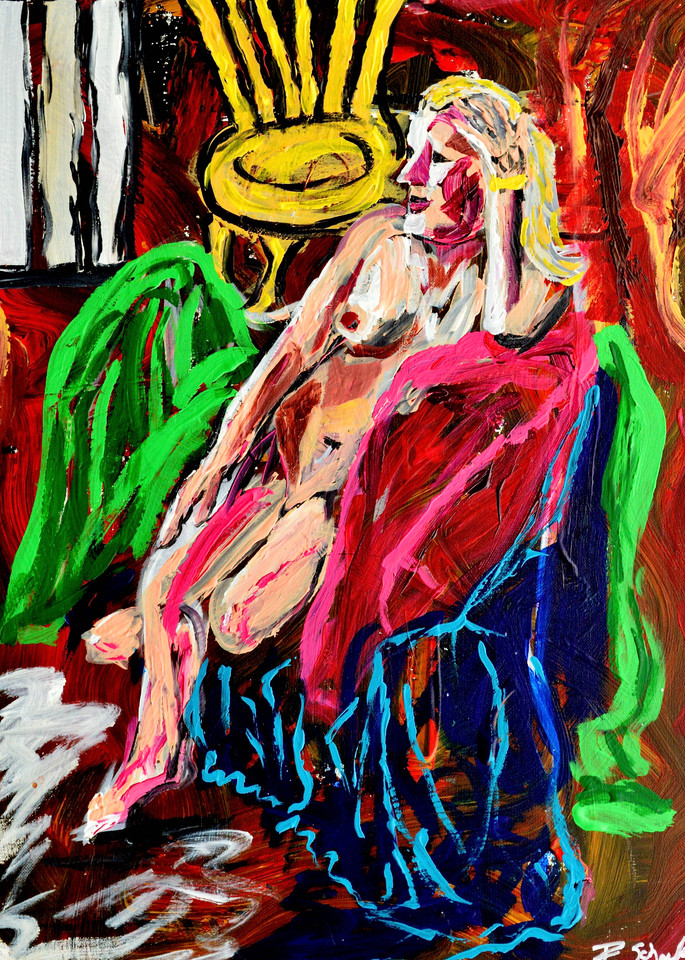 Nude With Chair And Colored Drapes Art | RSchaefer Art