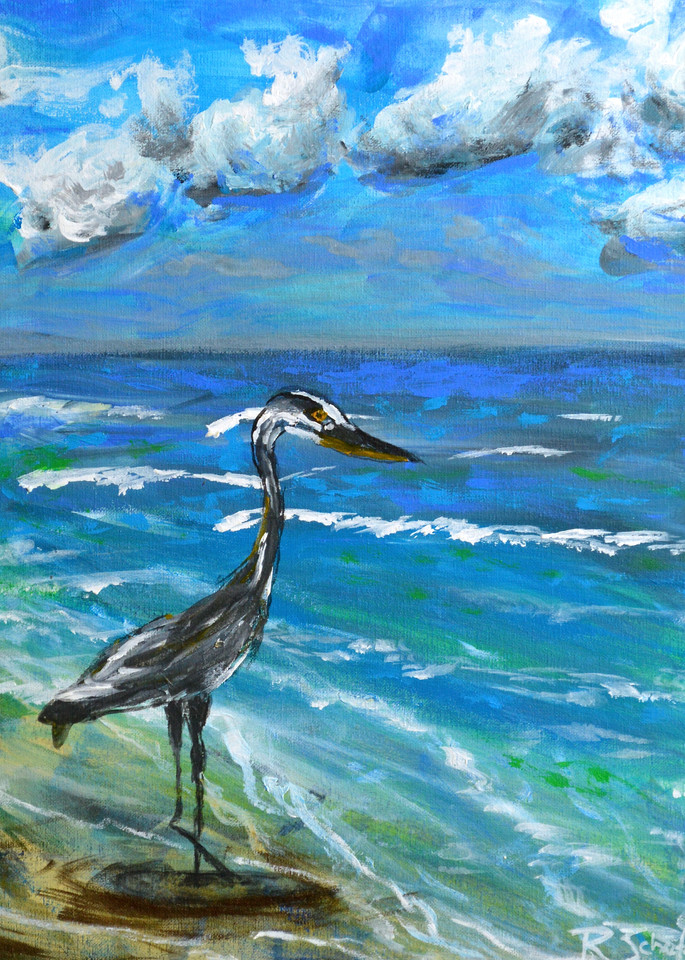 Crane On The Beach Art | RSchaefer Art