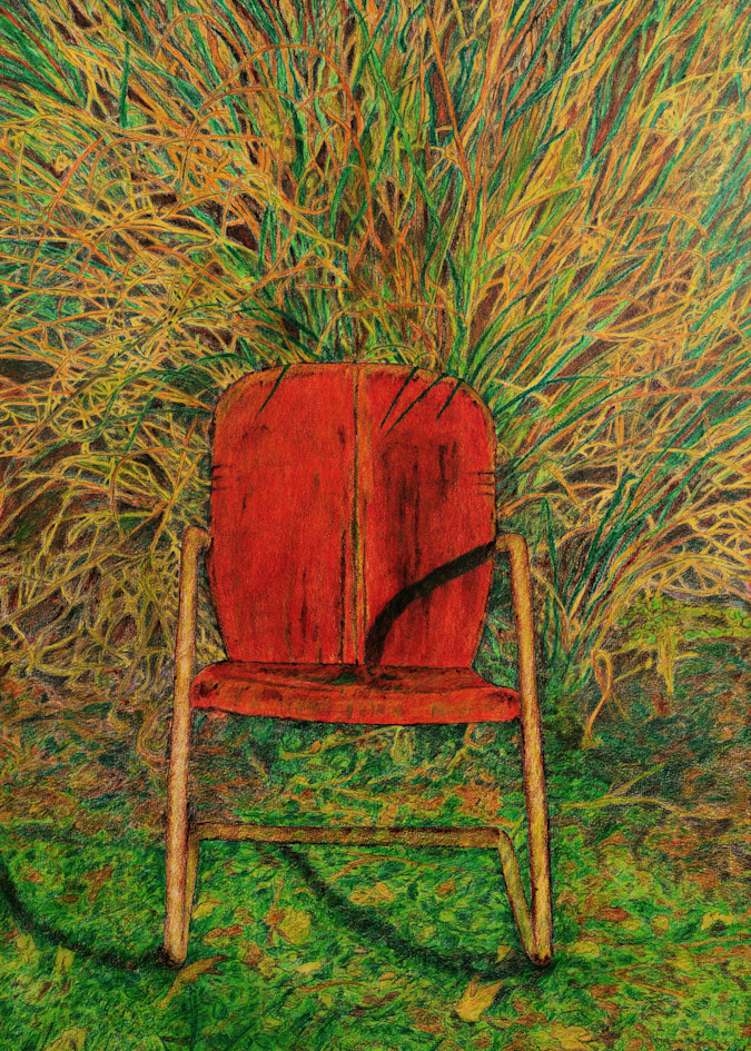 color, open edition print, rust, chair