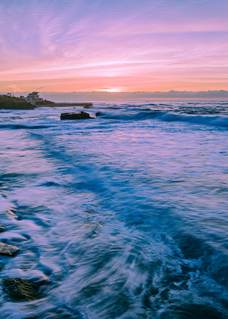 La Jolla Cove Sunset in California with Blue Ocean Fine Art Print by McClean Photography