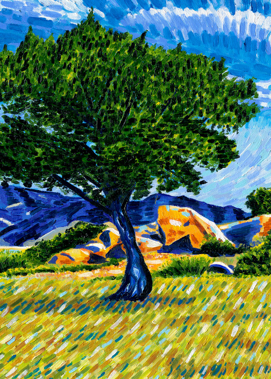 Lone Tree On Hill Art | War'Hous Visual Art Studio