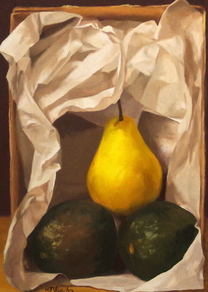 Two Avocados And A Bartlett Art | Helen Vaughn Fine Art