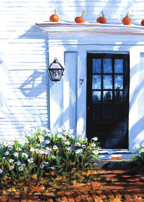 Giclee, print, oil painting, fall, house, pumpkin