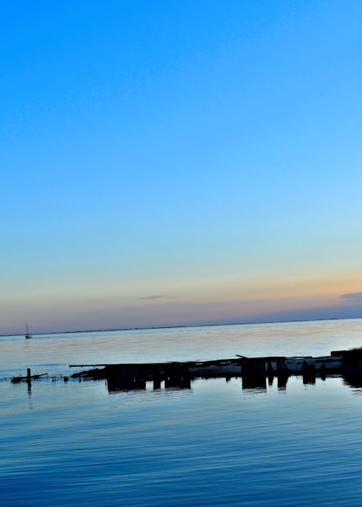 Man -vs- nature, seaside, landscape, calm, blue, water, clear, sky, reflection, horizon