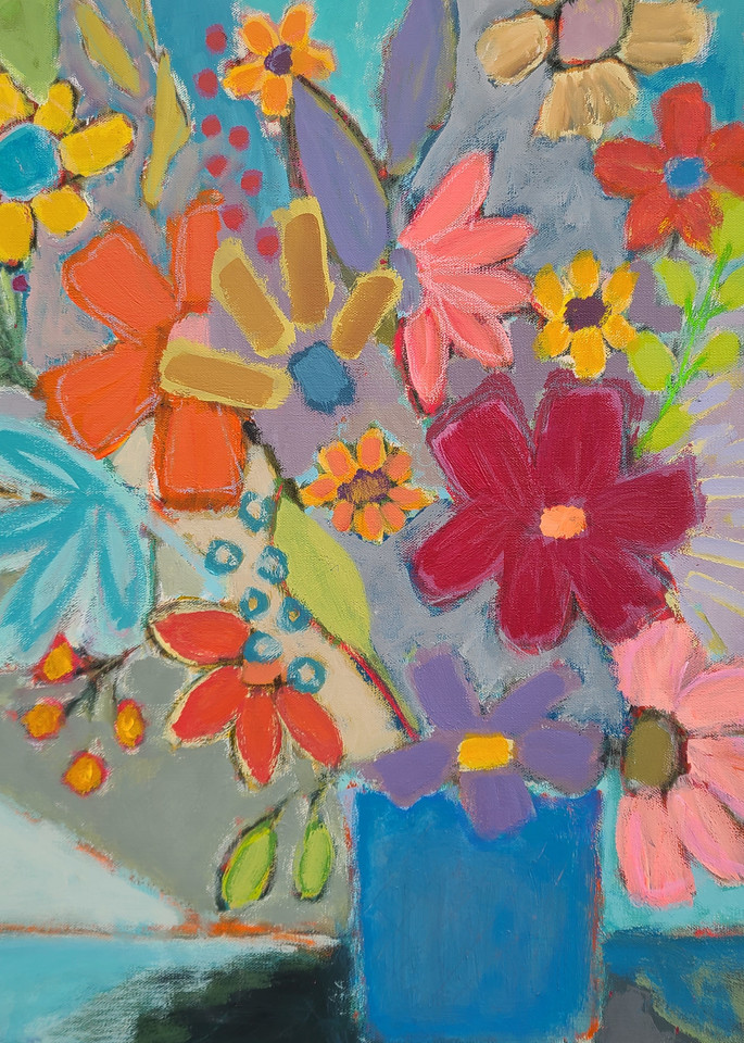 Blue Vase Flowers Art | Betty Franks Art