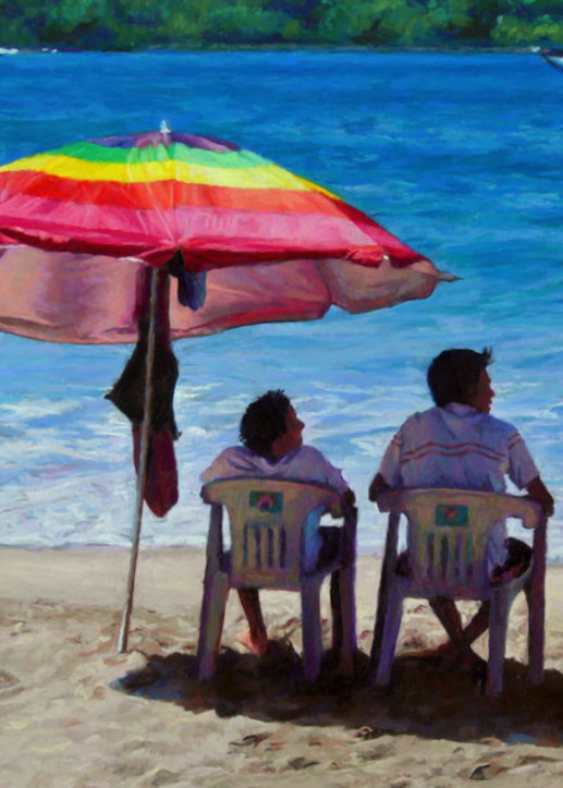 Lifeguards, Playa La Ropa Beach. Art | Waif Mullins Art