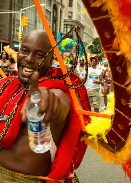 A Caribbean performer in the 2011 Pride Parade on New York's Fifth Avenue.