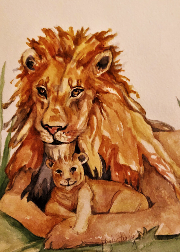 Daddy Lion And Cub Art | Phyllis Tracy Fine Art