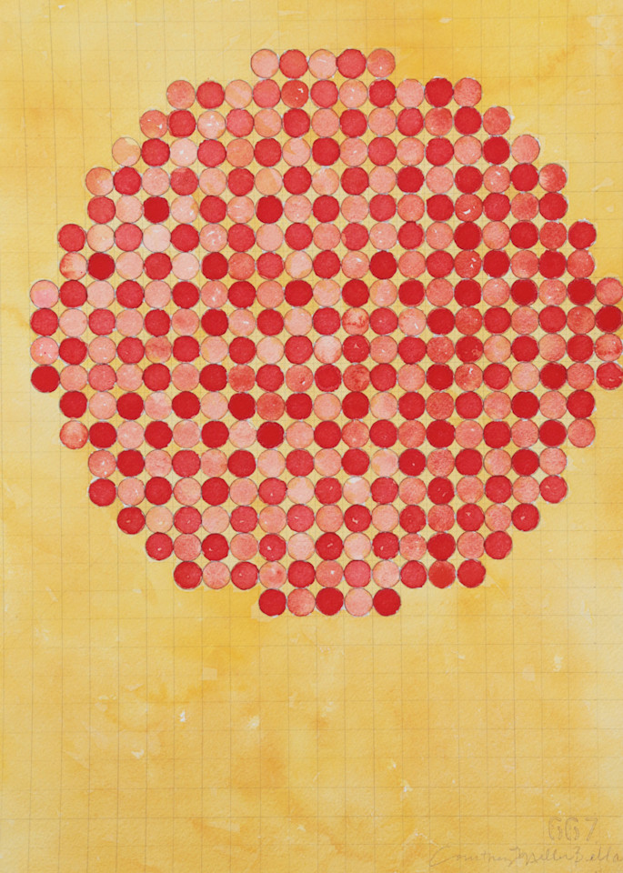 Circle Circle, Red Grid Art | Courtney Miller Bellairs Artist
