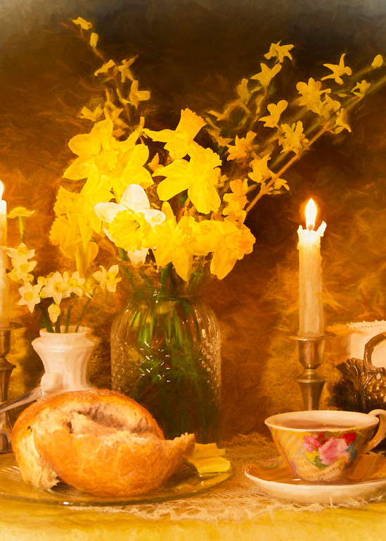 Warm Bread, Tea,  and Daffodils