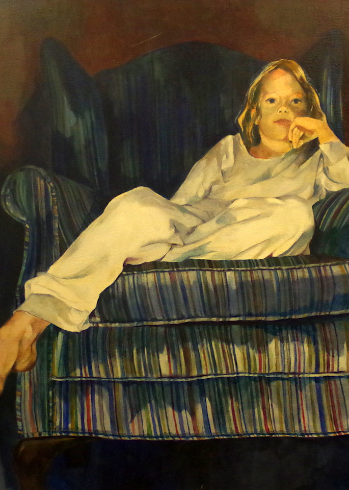 Anna In The Striped Chair Art | Helen Vaughn Fine Art