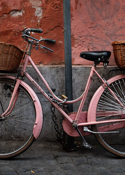 Pink Bike, Chained Art | Karen Hutton Fine Art