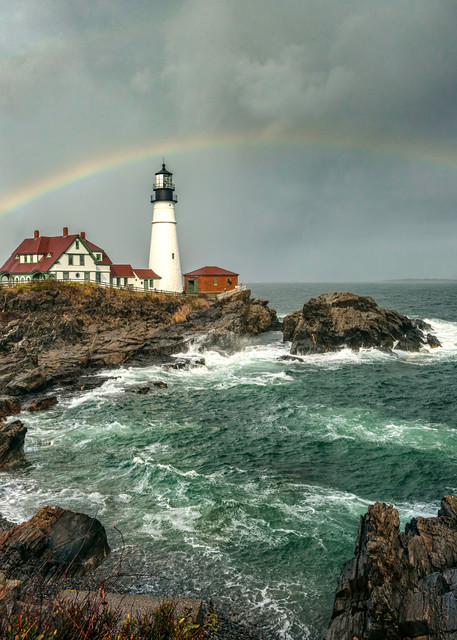 Rainbow Over Portland Head Light Photography Art | Photography by Desha