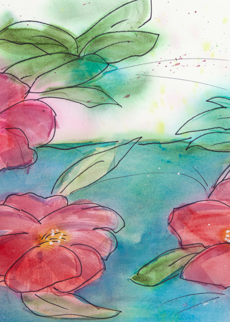 #10 Three Camellias Art | Elaine Schaefer Hudson Art