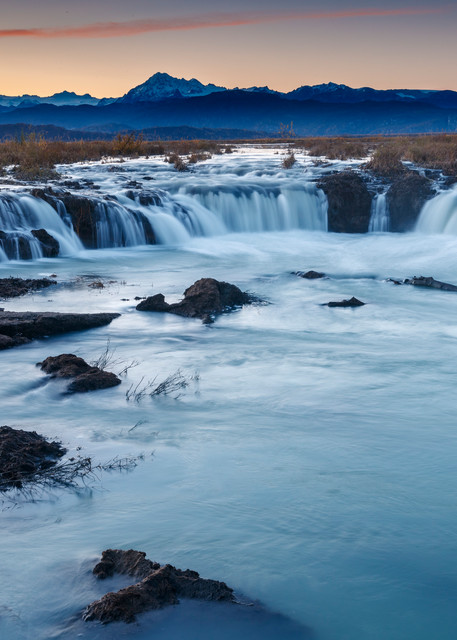 Fall Landscape of waterfalls with Alaska Range background Alaska -- Drift rvr