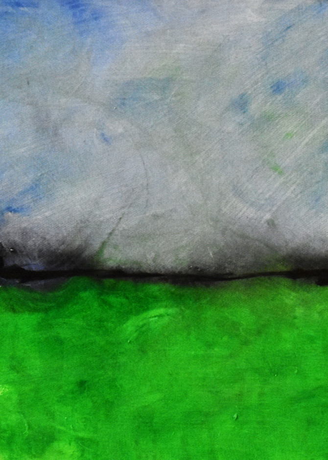 Landscape Painting Abstract in Blue and Green