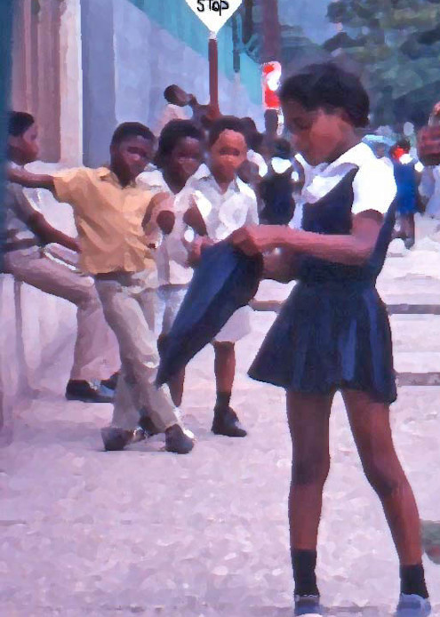 Boys Looking At Girl (Kingston, Jamaica) Photography Art | Barbara DuMetz
