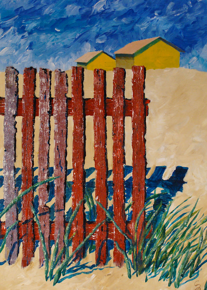Red Fence Along The Dunes Art | Skip Gosnell Artworks & Design