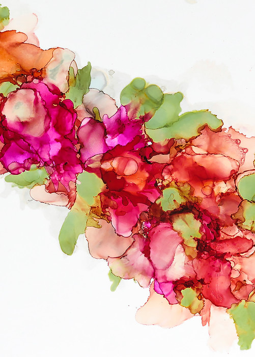 Abstract Alcohol Ink of A Bunch of Flowers by Terry Rosiak