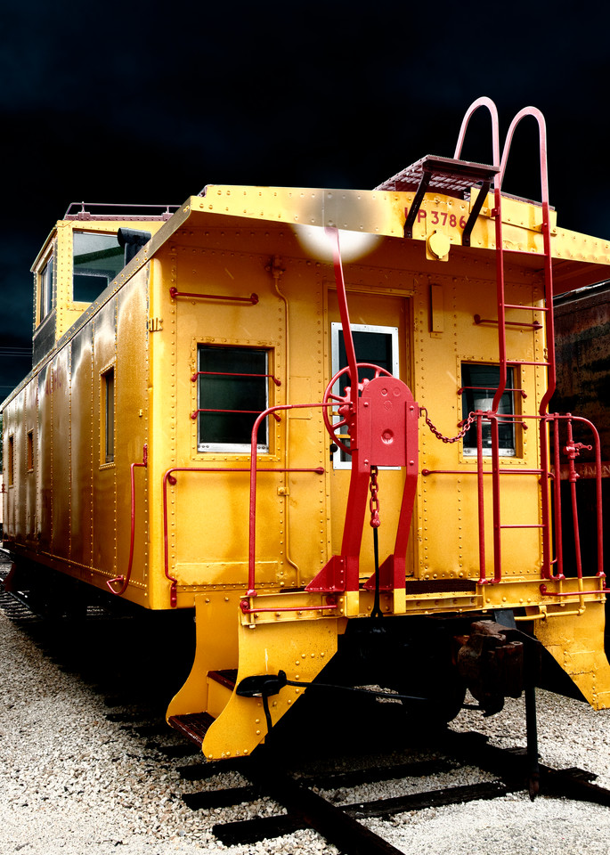 Yellow & Red Caboose Photography Art | Pacific Coast Photo