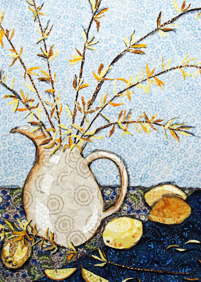 Lemons and Forsythia Print by Sharon Tesser