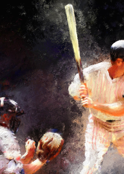 Home run at bat Baseball painting | Sports Artist Mark Trubisky | Custom Sports Art