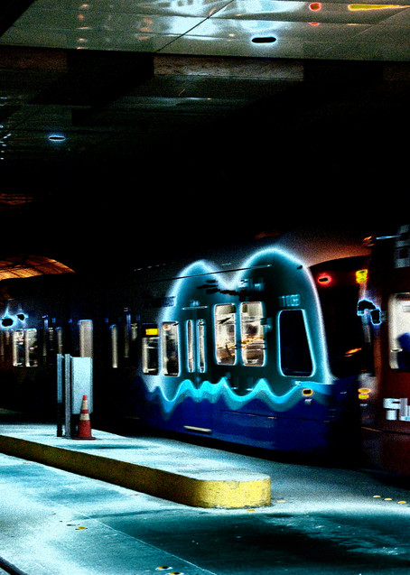 Blue & Red Subway Cars Photography Art | Pacific Coast Photo