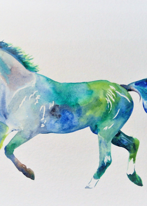 Watercolor painting of a horse in abstract colors