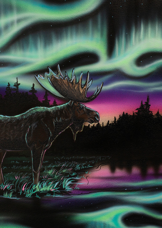 King of the North by Amy Keller-Rempp - moose - northern lights