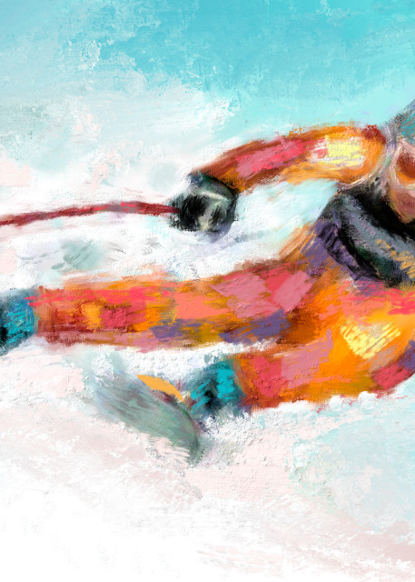 Downhill ski painting | Sports artist Mark Trubisky | Custom Sports Art