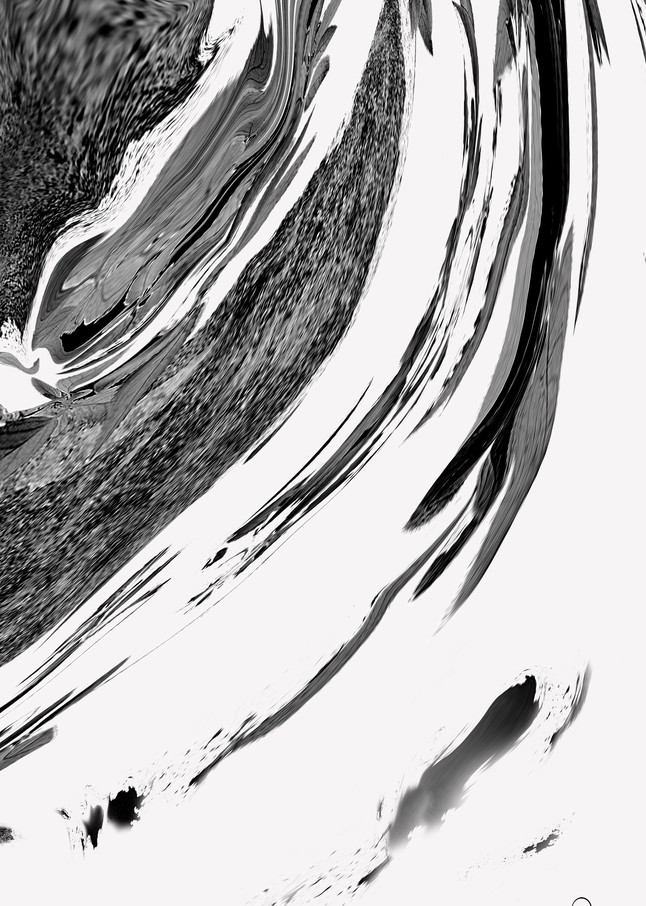 Abstract black and white art.