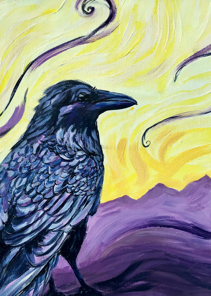 Lady Raven Alaska Art Painting by Amanda Faith