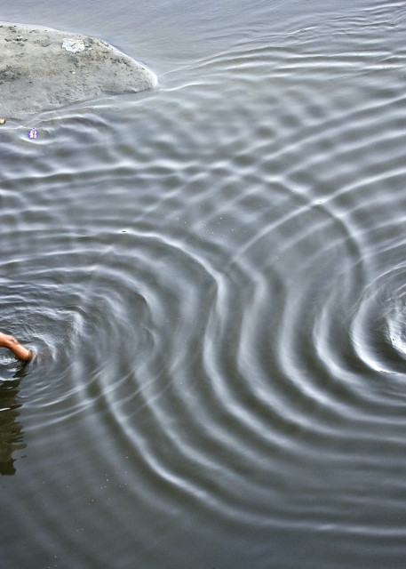 Ripples in the water in Agra, India
