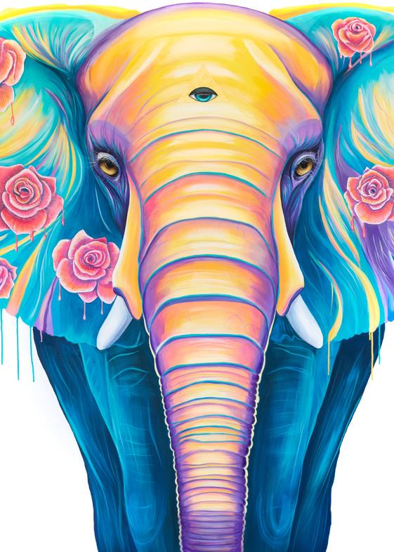 Flower Melting elephant print