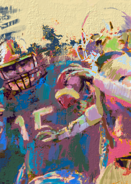 Expressionist Football Painting | Sports artist Mark Trubisky | Custom Sports Art.