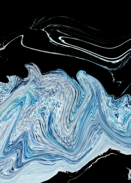 Flow, abstract, aqua digital art.