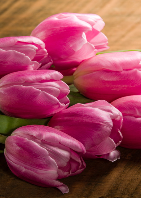 Bouquet of Pink Tulips On a Wooden Table Art | Shop Prints | Zigzag Mountain Art