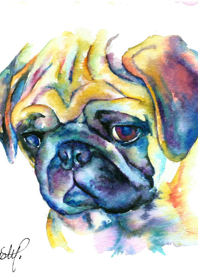 Pug watercolor fine art print