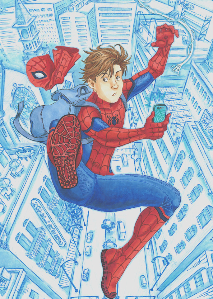 Spider Man   Friendly Selfie Art | Dew Magick Illustration
