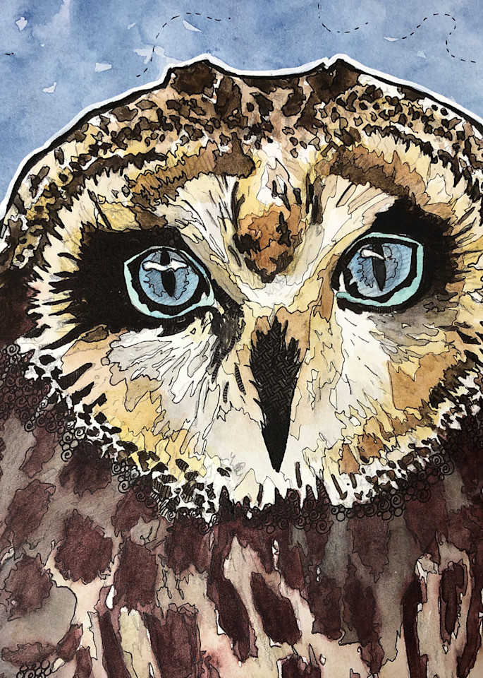 Blue Eyed Owl Art | Water+Ink Studios