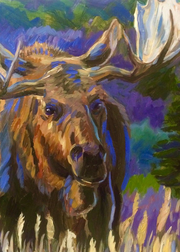Alaska Bull Moose Art Print - At Twilight by Amanda Faith Thompson
