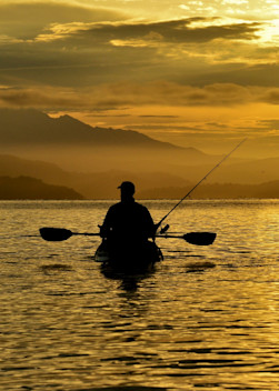 Kayak Fisherman Going Out During Sunrise Photography Art | Fly Fishing Portraits