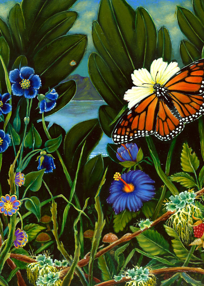 Mia Pratt Art Print Monarch Butterfly & Flowers