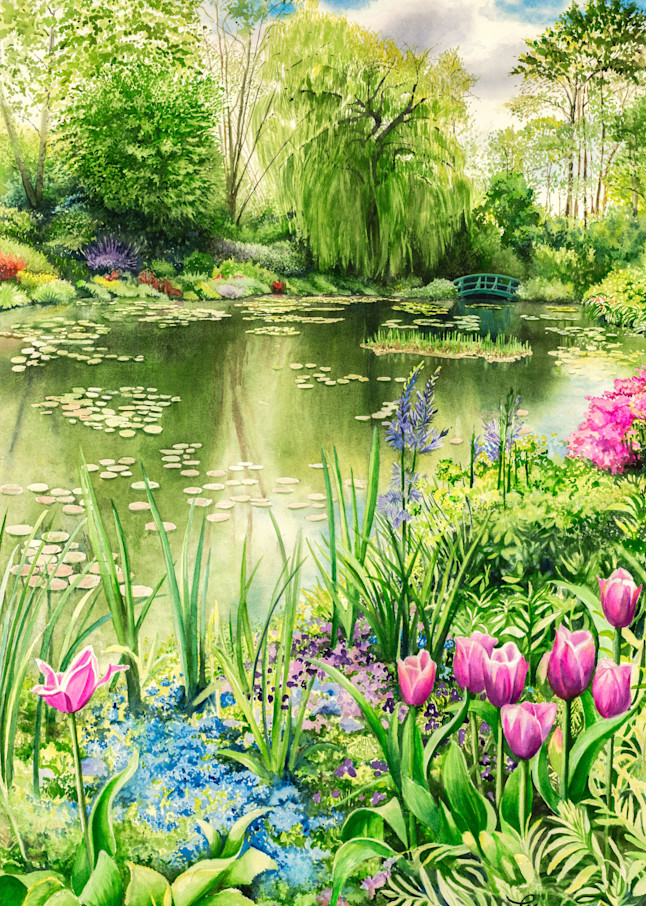 Spring Time At Monet's Garden Pond Art | Leanne Hanson Art